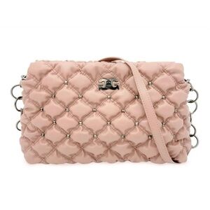 NWT‎ Gilda Paris Pink Blush Soft Quilted Studded Chain Strap Handbag Purse